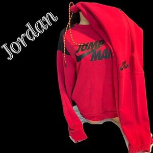 Jordan Red and Black Jumpman Sweatshirt and Sweatpants Set